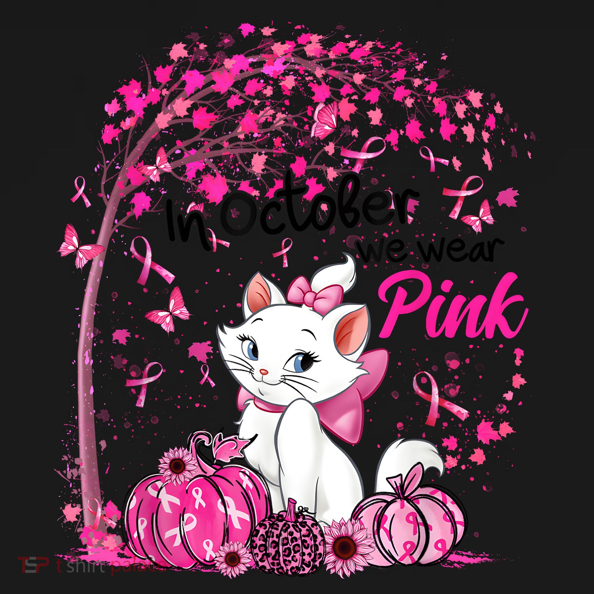 In October We Wear Pink Leopard Cat Breast Cancer Awareness Toddler Hoodie