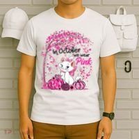 In October We Wear Pink Leopard Cat Breast Cancer Awareness T-Shirt thumb 6