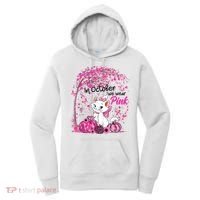 In October We Wear Pink Leopard Cat Breast Cancer Awareness Women's Hoodie thumb 0