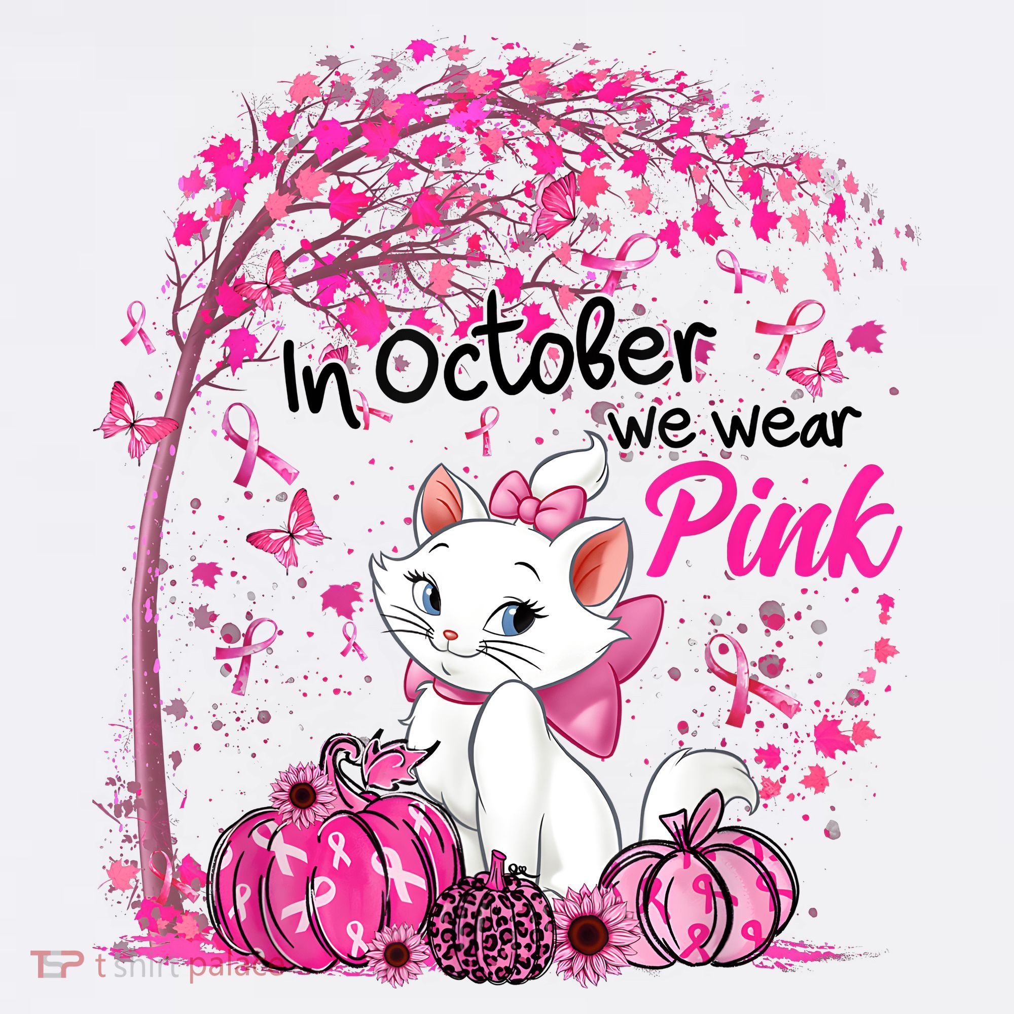 In October We Wear Pink Leopard Cat Breast Cancer Awareness Women's Hoodie