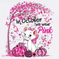 In October We Wear Pink Leopard Cat Breast Cancer Awareness Tank Top thumb 6