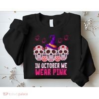 In October We Wear Pink Day Of The Dead Skulls Sweatshirt thumb 2