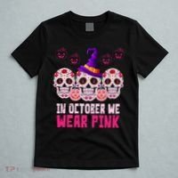 In October We Wear Pink Day Of The Dead Skulls T-Shirt thumb 5