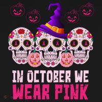 In October We Wear Pink Day Of The Dead Skulls Toddler Hoodie thumb 2