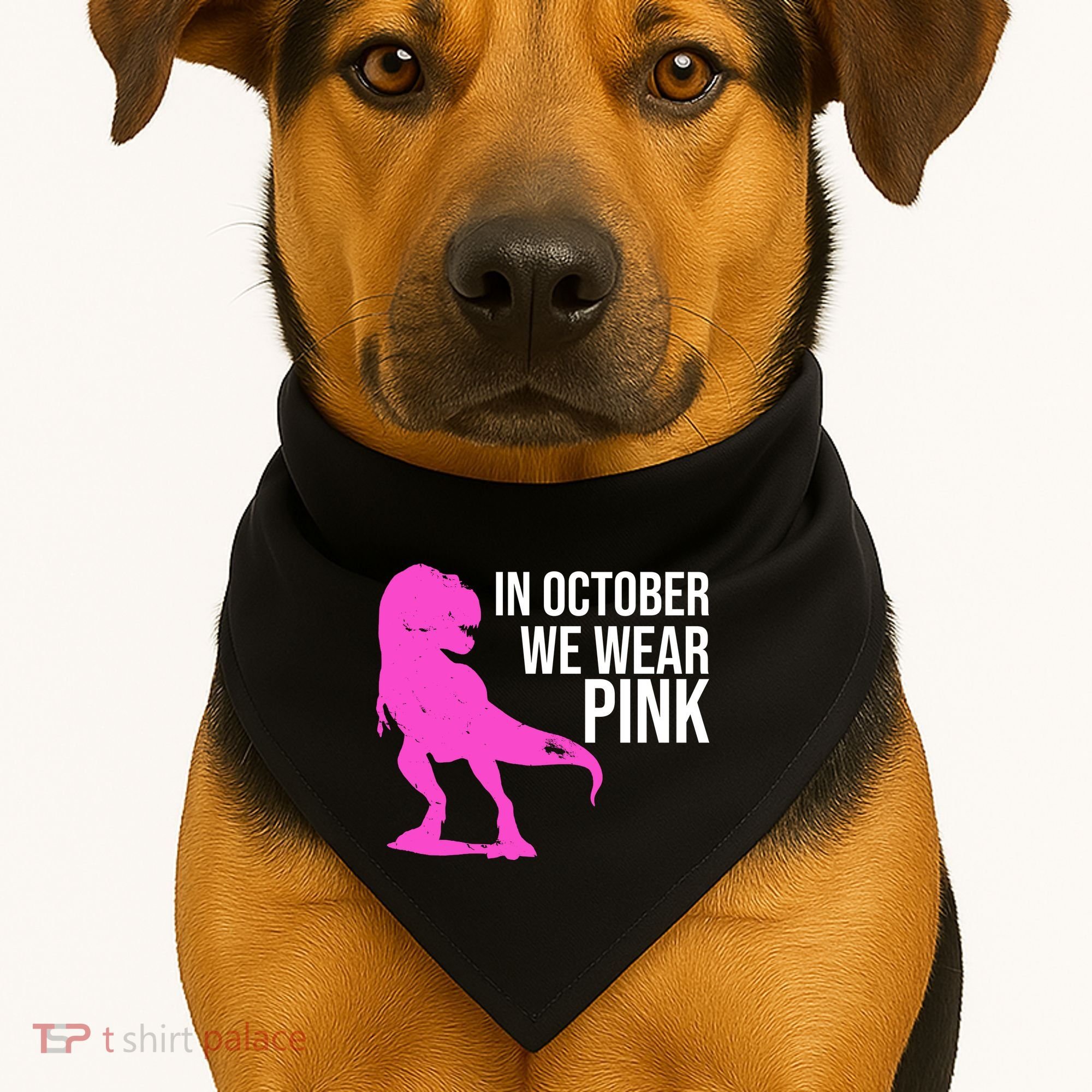 In October We Wear Pink Dinosaur T Rex USA-Made Doggie Bandana