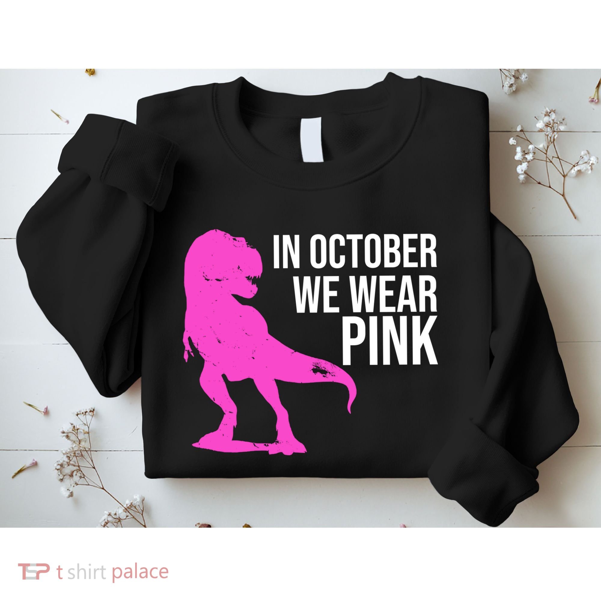 In October We Wear Pink Dinosaur T Rex Sweatshirt