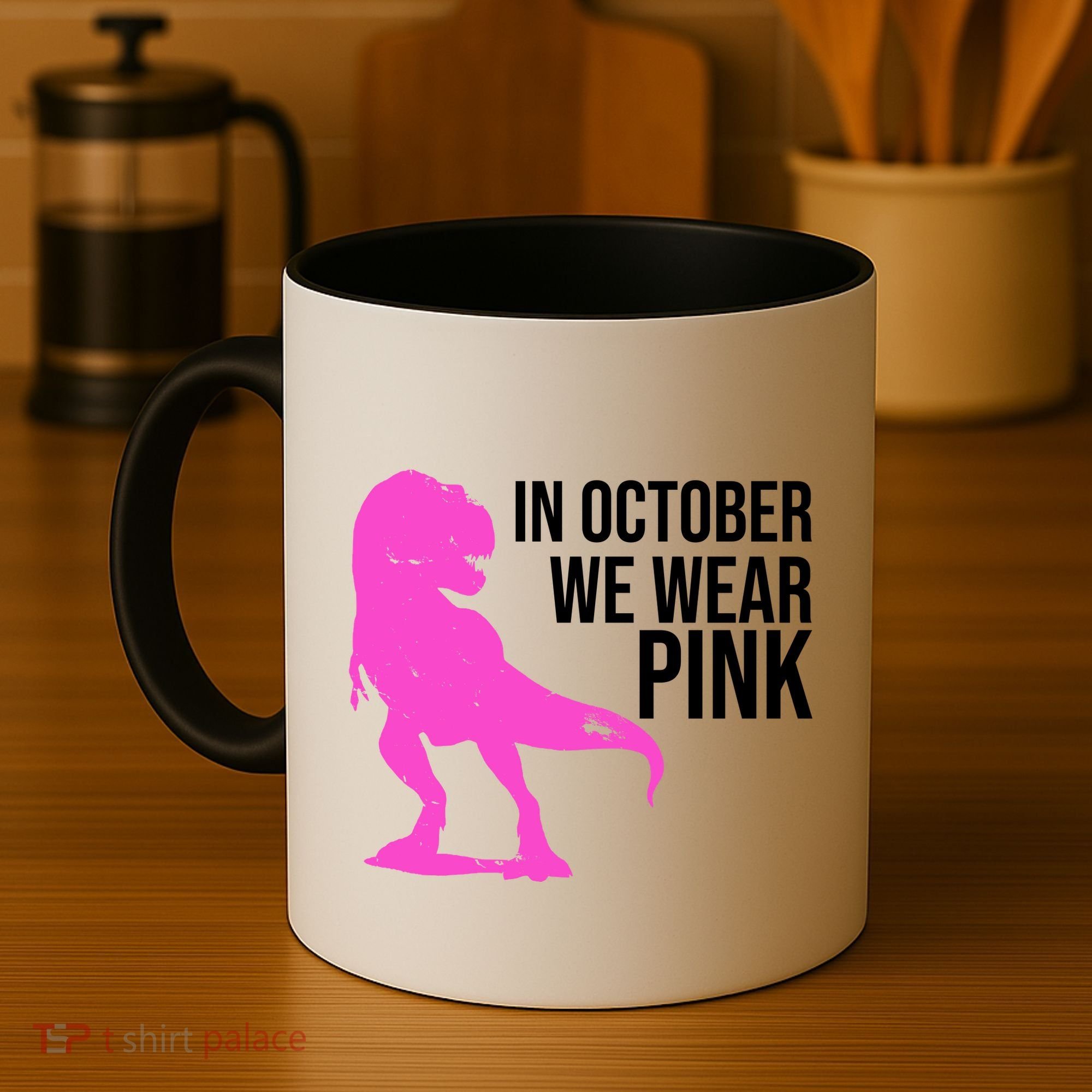In October We Wear Pink Dinosaur T Rex Coffee Mug