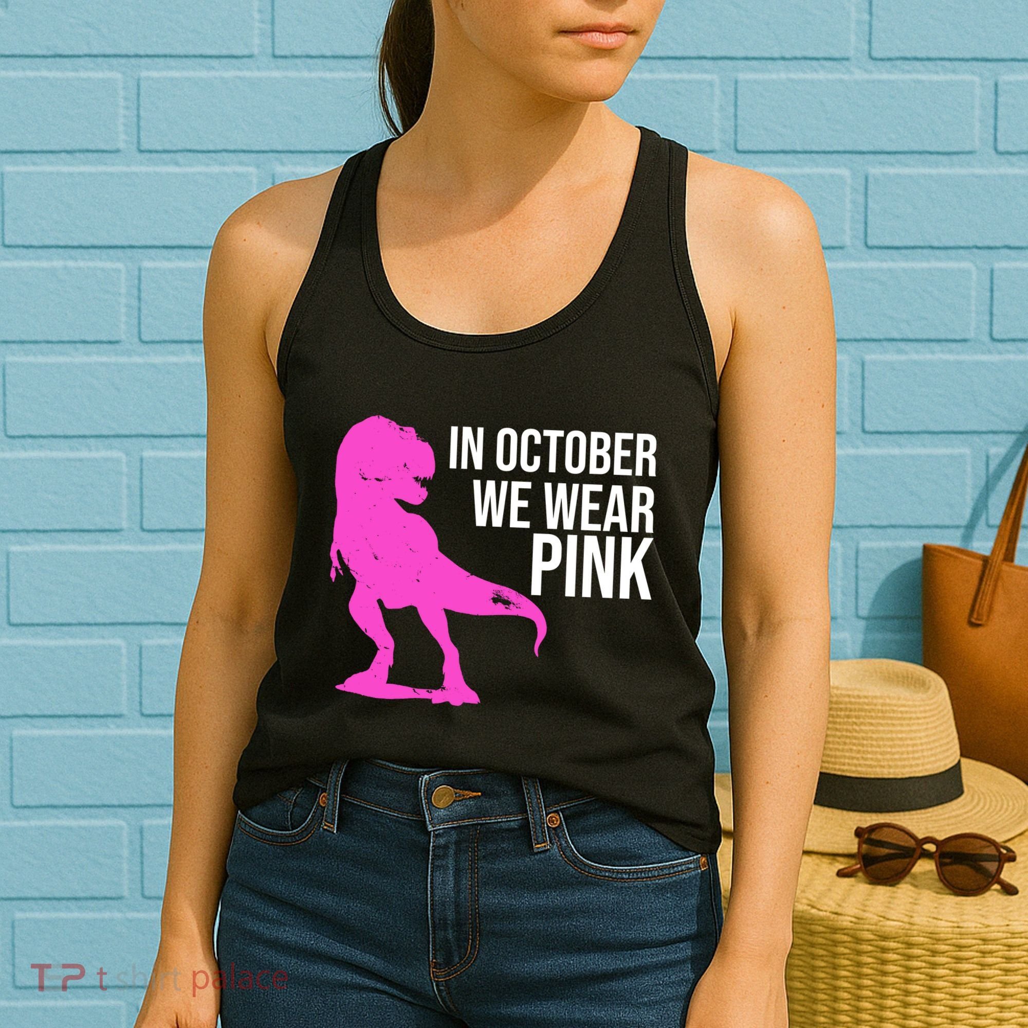 In October We Wear Pink Dinosaur T Rex Women's Tank Top