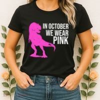 In October We Wear Pink Dinosaur T Rex Women's T-Shirt thumb 2