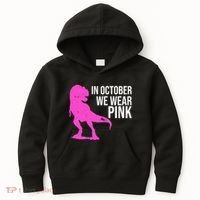 In October We Wear Pink Dinosaur T Rex Kids Hoodie thumb 0
