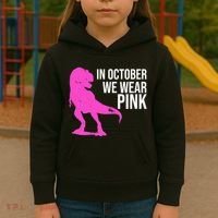 In October We Wear Pink Dinosaur T Rex Kids Hoodie thumb 3