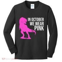 In October We Wear Pink Dinosaur T Rex Kids Long Sleeve Shirt thumb 0