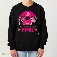 In October We Wear Pink Dinosaur Cat Witch Women's Sweatshirt thumb 0