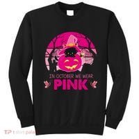 In October We Wear Pink Dinosaur Cat Witch Sweatshirt thumb 0