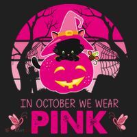 In October We Wear Pink Dinosaur Cat Witch Beanie thumb 2