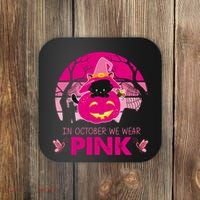 In October We Wear Pink Dinosaur Cat Witch Coaster thumb 0