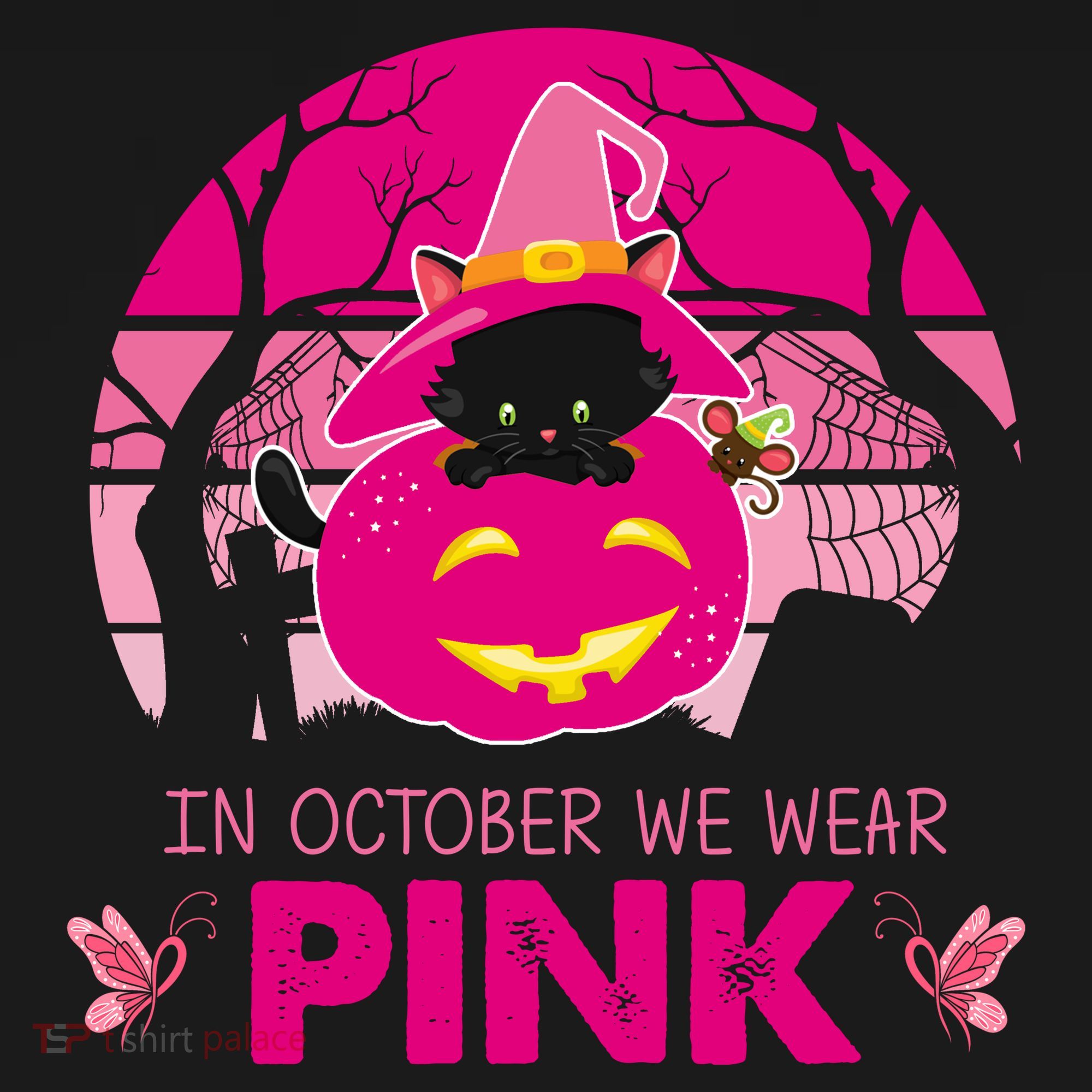 In October We Wear Pink Dinosaur Cat Witch Coaster