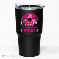 In October We Wear Pink Dinosaur Cat Witch Tumbler thumb 0