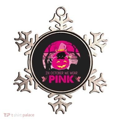 In October We Wear Pink Dinosaur Cat Witch Ornament