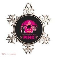 In October We Wear Pink Dinosaur Cat Witch Ornament thumb 0