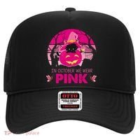 In October We Wear Pink Dinosaur Cat Witch Hat thumb 0
