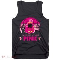 In October We Wear Pink Dinosaur Cat Witch Tank Top thumb 0