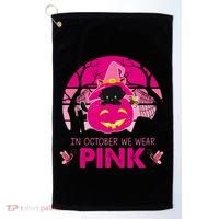 In October We Wear Pink Dinosaur Cat Witch Golf Towel thumb 0