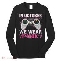 In October We Wear Breast Cancer Gaming Long Sleeve Shirt thumb 0