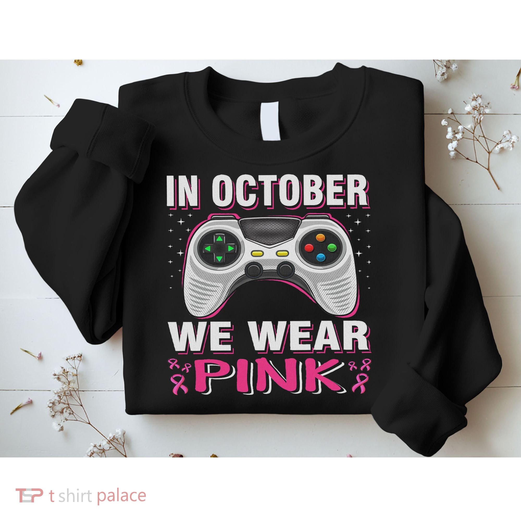 In October We Wear Breast Cancer Gaming Sweatshirt