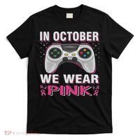 In October We Wear Breast Cancer Gaming T-Shirt thumb 0