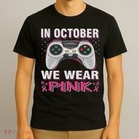 In October We Wear Breast Cancer Gaming T-Shirt thumb 3