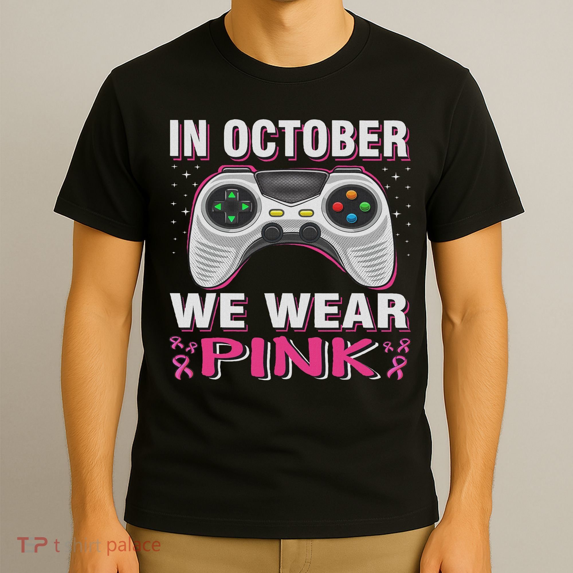 In October We Wear Breast Cancer Gaming T-Shirt