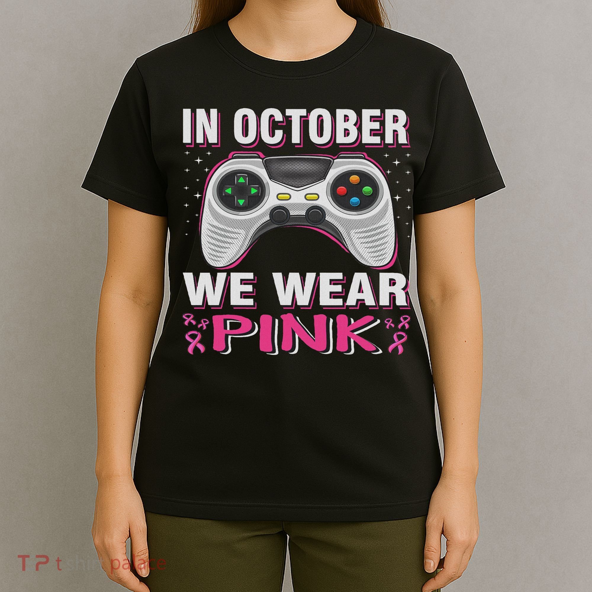 In October We Wear Breast Cancer Gaming T-Shirt
