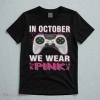 In October We Wear Breast Cancer Gaming T-Shirt thumb 5