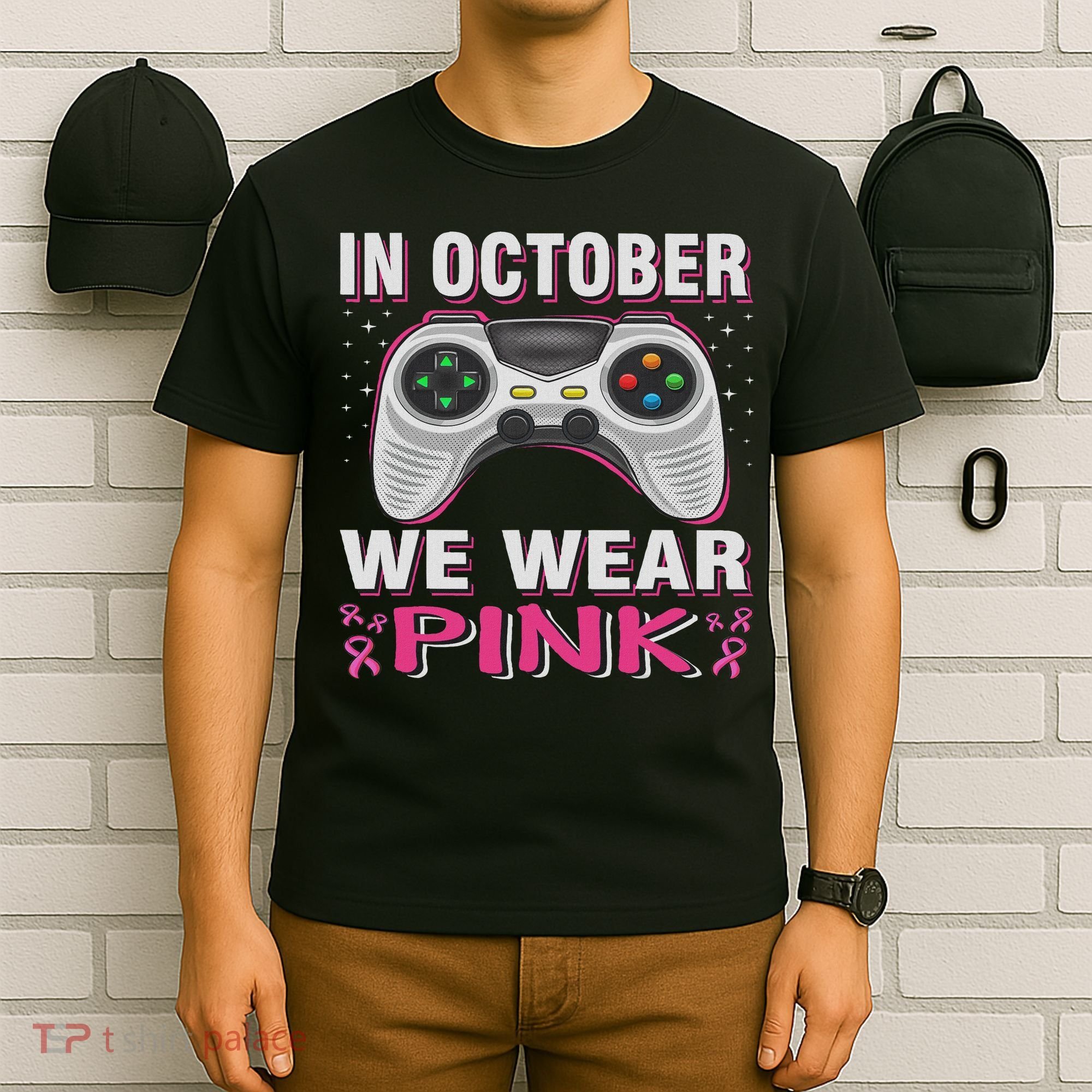 In October We Wear Breast Cancer Gaming T-Shirt