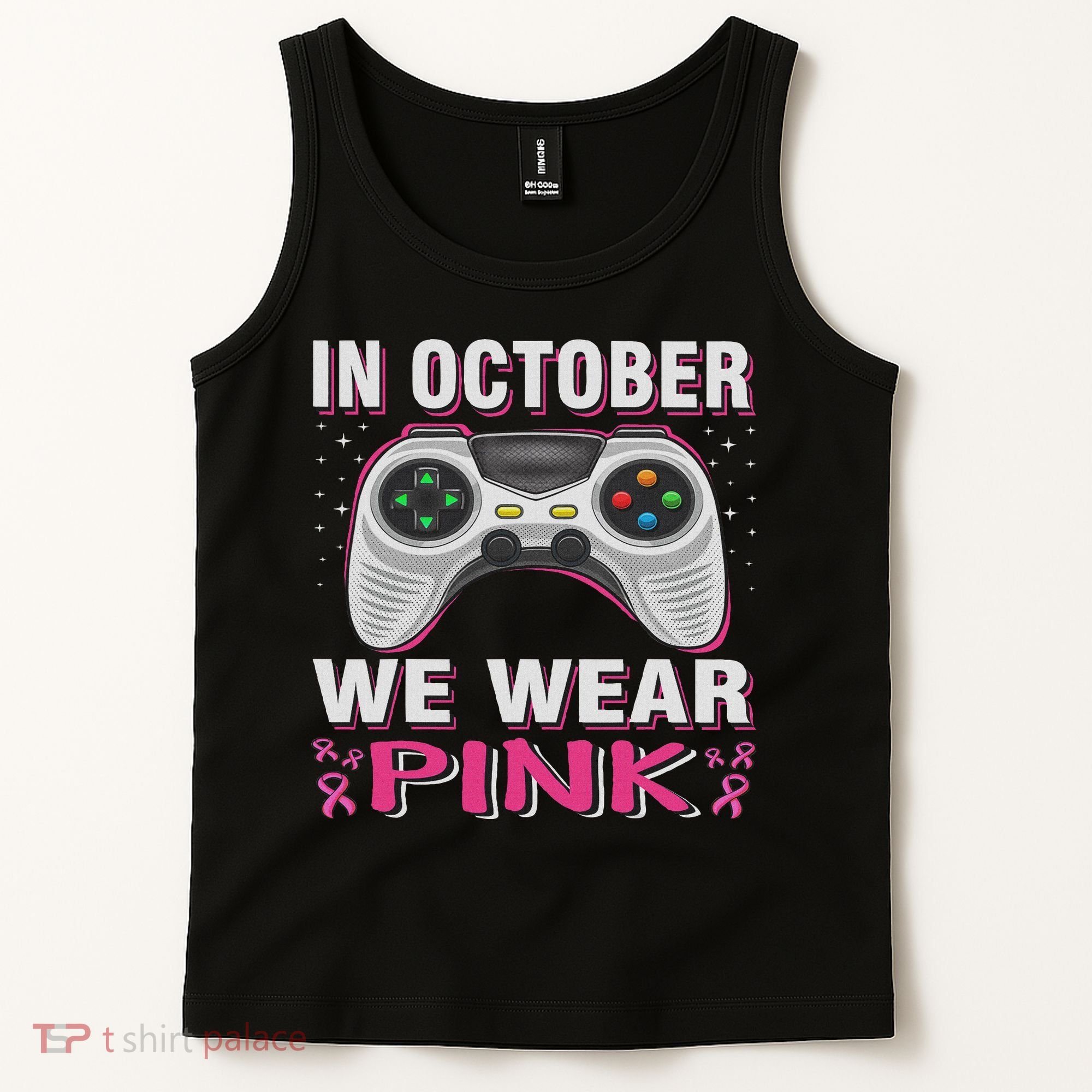 In October We Wear Breast Cancer Gaming Tank Top