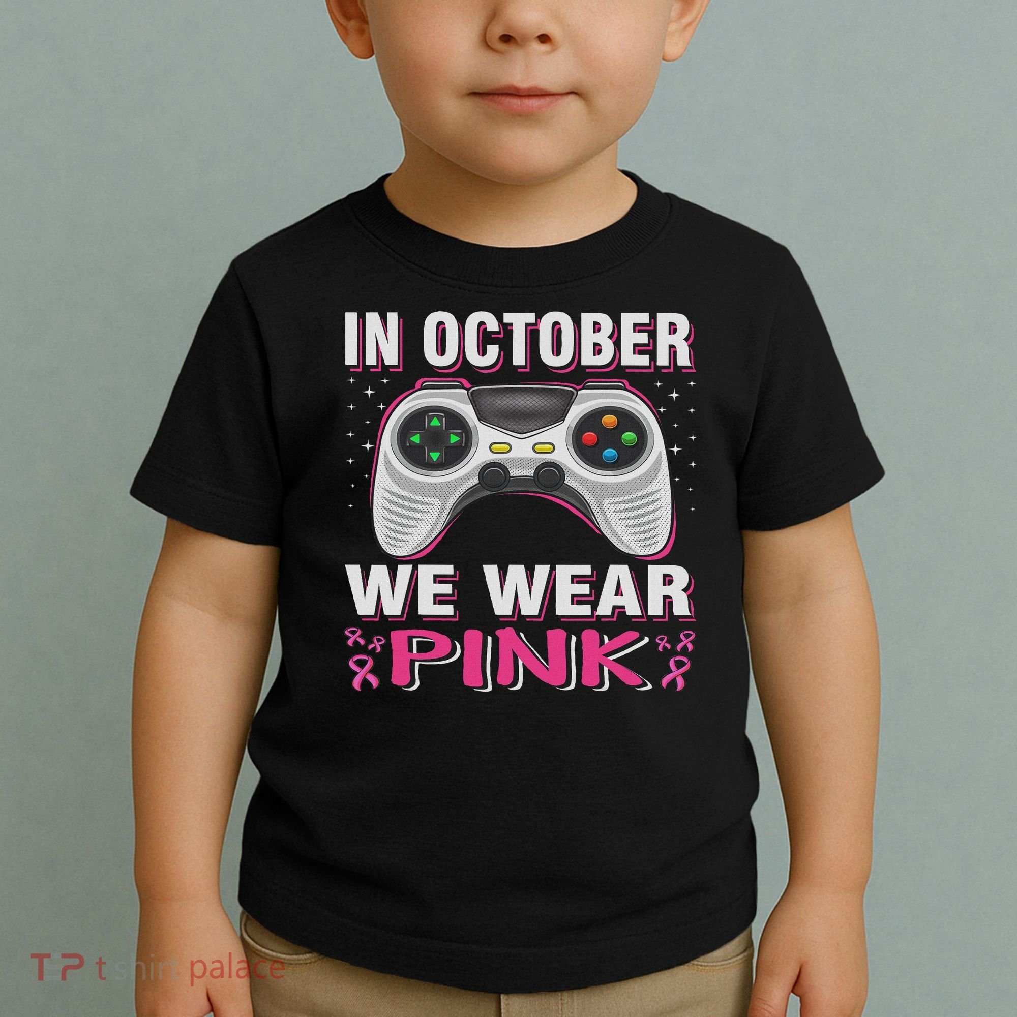 In October We Wear Breast Cancer Gaming Toddler T-Shirt