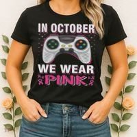 In October We Wear Breast Cancer Gaming Women's T-Shirt thumb 2