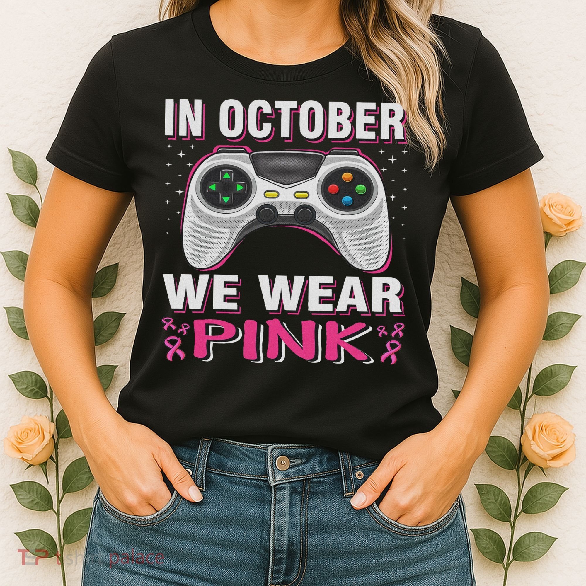 In October We Wear Breast Cancer Gaming Women's T-Shirt