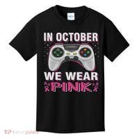 In October We Wear Breast Cancer Gaming Kids T-Shirt thumb 0
