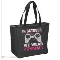 In October We Wear Breast Cancer Gaming Tote Bag thumb 2