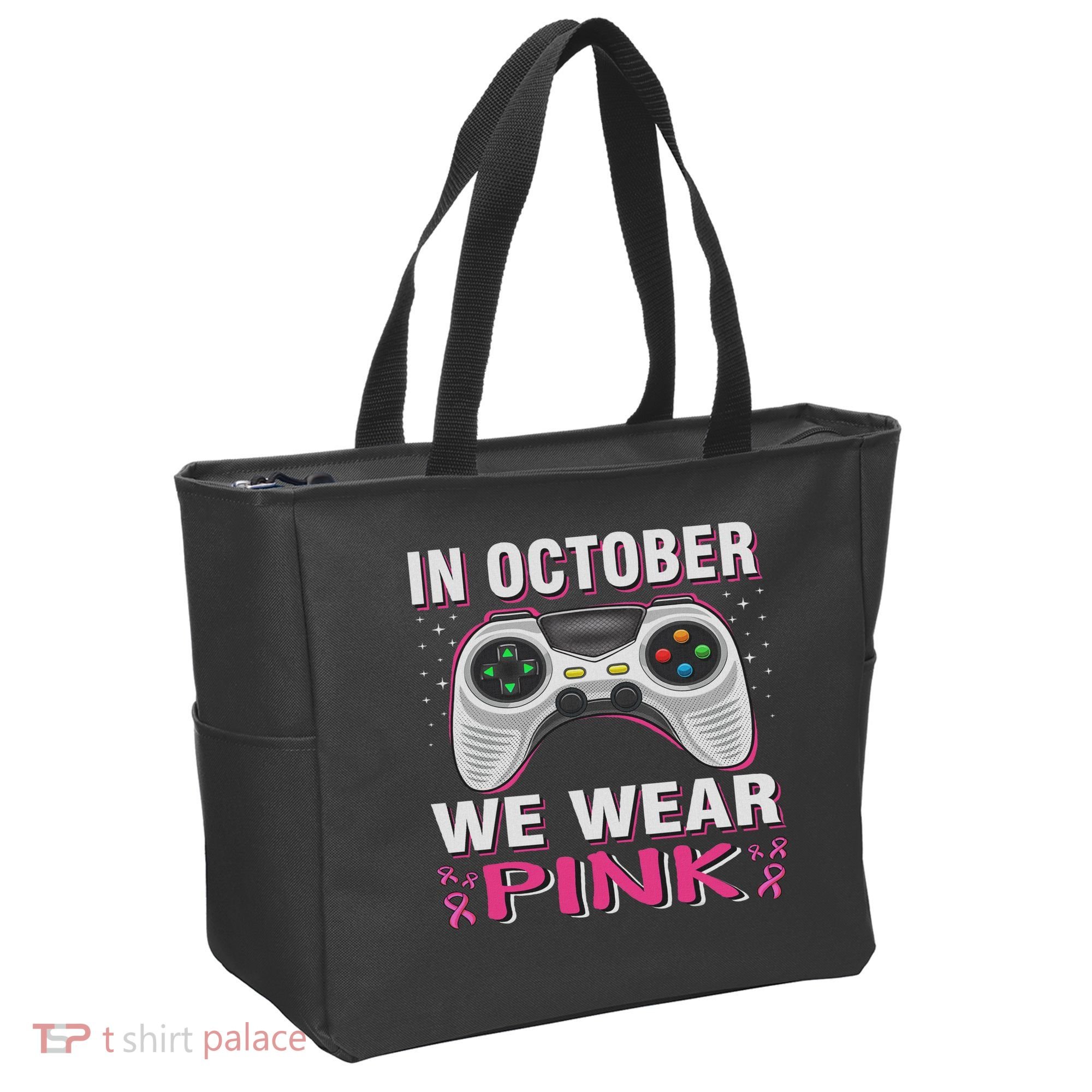 In October We Wear Breast Cancer Gaming Tote Bag