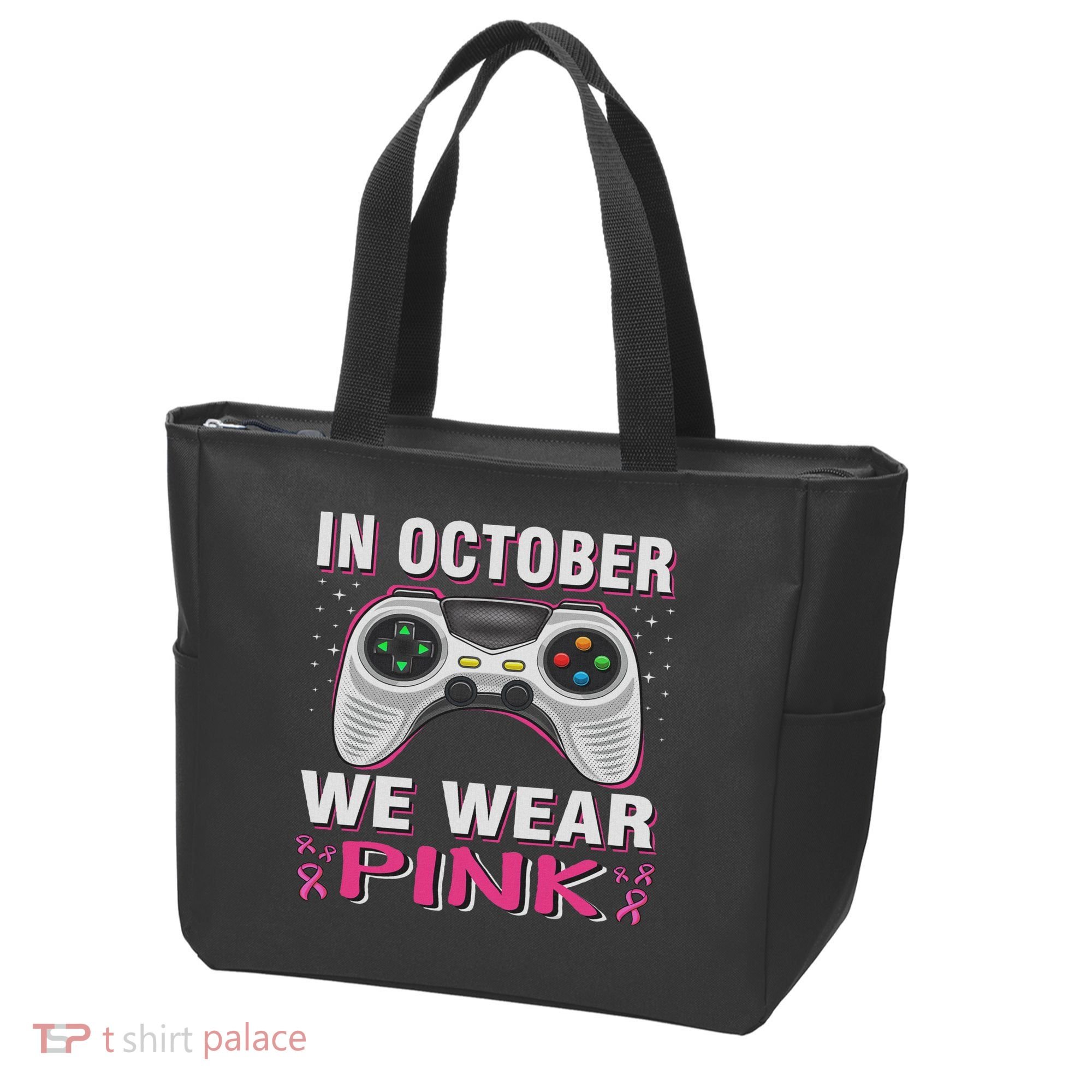In October We Wear Breast Cancer Gaming Tote Bag