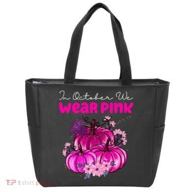 In October We Wear Pink Pumpkin Fall Tote Bag