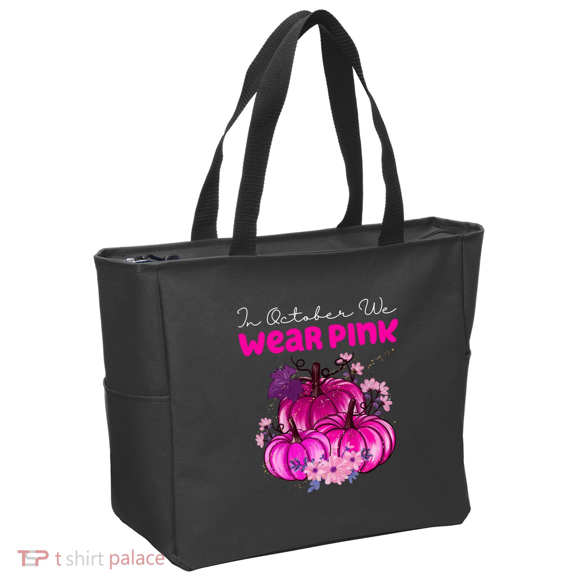 In October We Wear Pink Pumpkin Fall Tote Bag