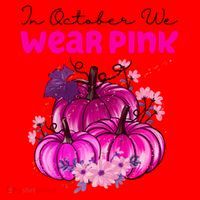 In October We Wear Pink Pumpkin Fall Santa Hat thumb 1