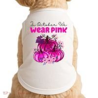 In October We Wear Pink Pumpkin Fall Doggie Tank thumb 0