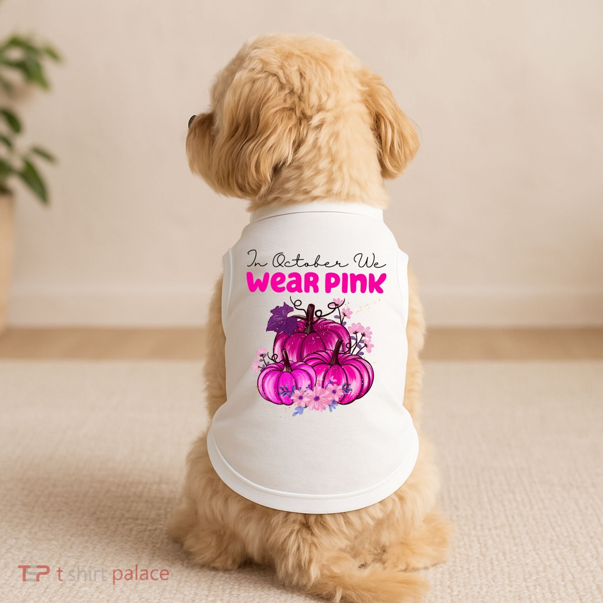In October We Wear Pink Pumpkin Fall Doggie Tank