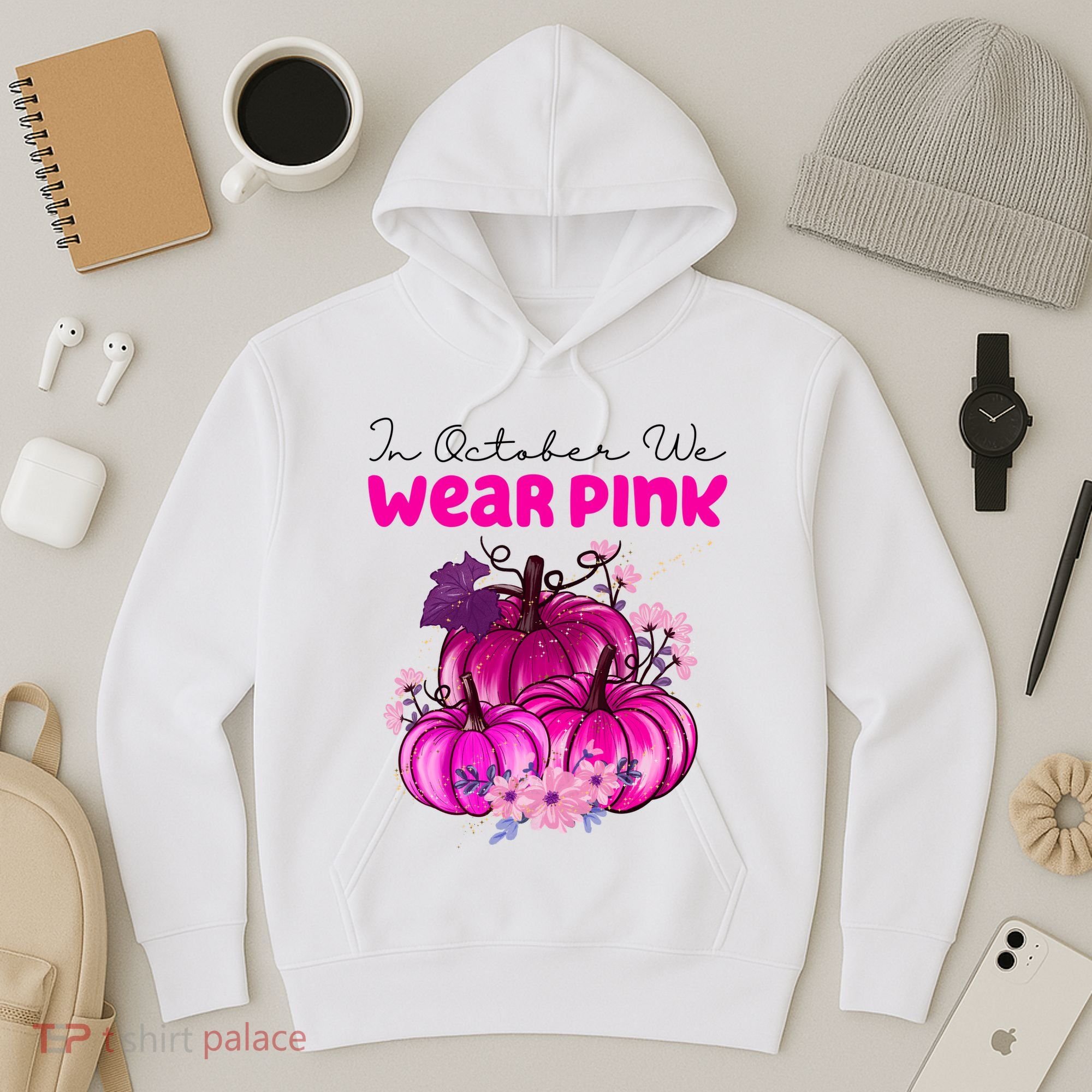 In October We Wear Pink Pumpkin Fall Hoodie