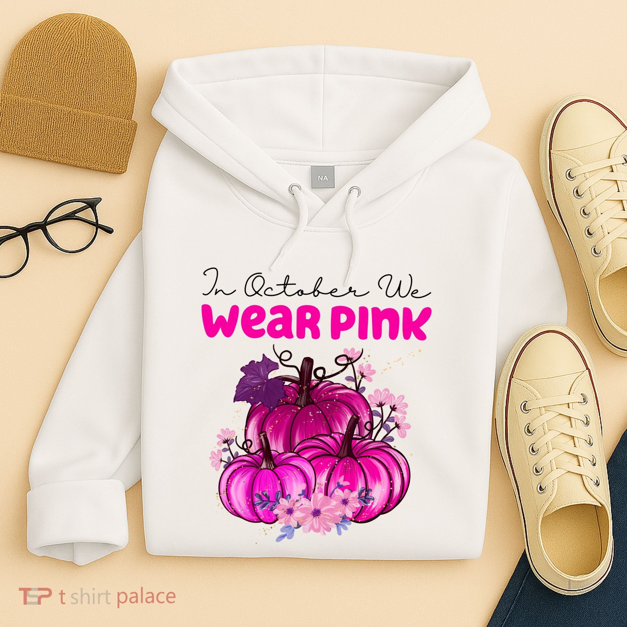In October We Wear Pink Pumpkin Fall Hoodie